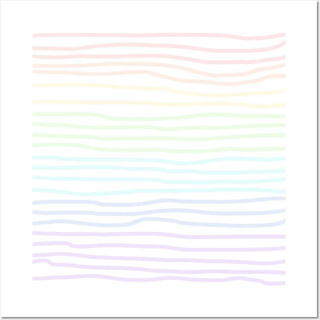 Soft Pastel Rainbow Hand Drawn Lines Wall Art by Whoopsidoodle